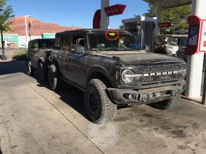 2021 Ford Bronco Badlands with Sasquatch Package at Gas Station